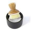 Full Circle Bubble Up 2.36 in. W Bamboo Handle Mini Brush Scrubber with Holder FC112114W